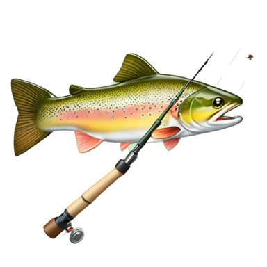 Trout with a fly fishing rod sticker
