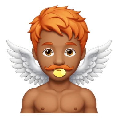Black cupid with orange hair and mustache sticker