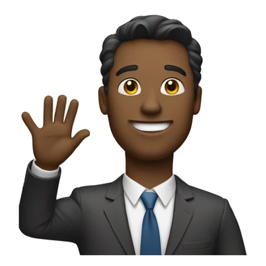 A guy in his 20ties waving his hand sticker