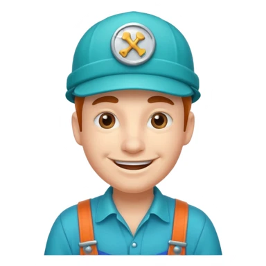 funny plumber with a turquoise hat, simple and clear sticker