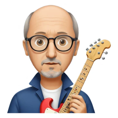 Pete Townshend close-up, intense focus, guitar details sticker