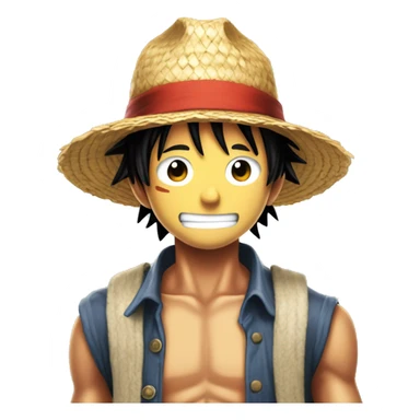 Luffy with straw hat read a comic book sticker