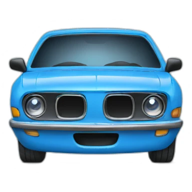 blue car with eyes sticker