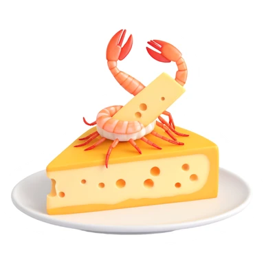 a piece of cheese sitting on top of a shrimp, fun and simple, clear subject sticker