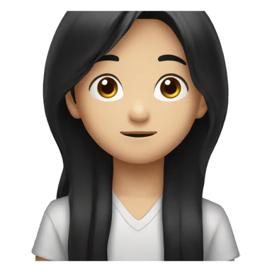 asian long black hair boy sticker