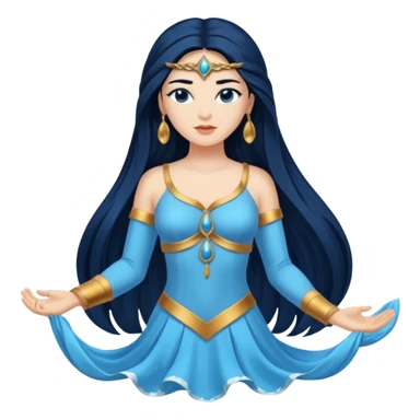 Salacia, Salt Water Goddess from Rome Mythology with long black hair, blue outfit sticker