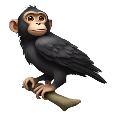 Monkey with crow tattoo sticker