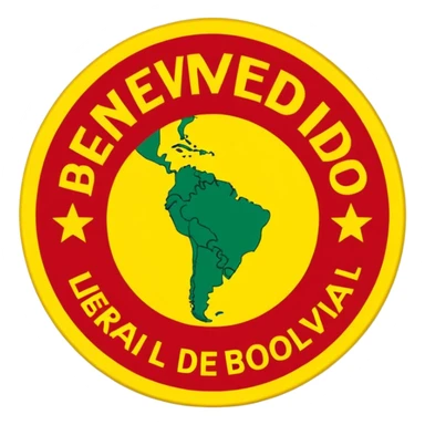 crear un sticker con colores rojo amarillo y verde con el siguiente texto: bienvenido al grupo partido liberal de bolivia sticker
