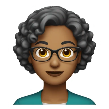 woman teacher with short curly hair whearing glasses sticker