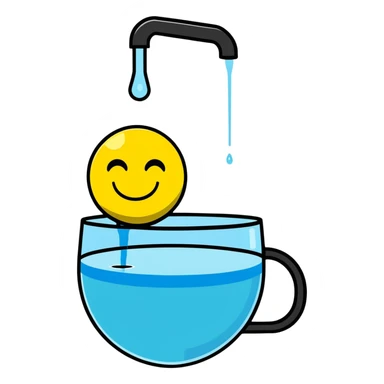 smiley face with water being poured down its throat sticker
