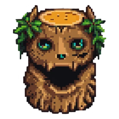 tree trunk with a face and a bat sticker