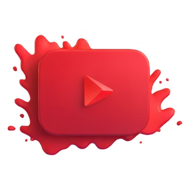 red YouTube play button logo with motion blur sticker