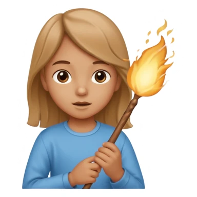 A bright child blows into a stick sticker