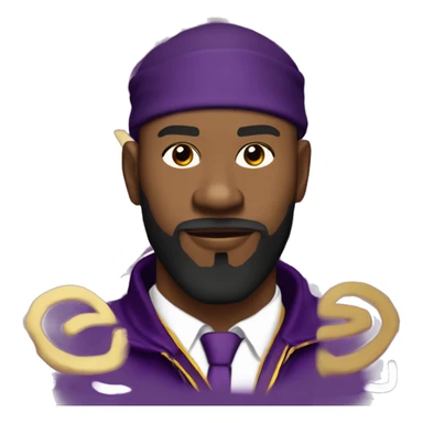 Omega psi phi man wearing a purple and gold letter man jacket a black durag on his head brown skinned black full beard and attractive slim nose and a gold hoop nose ring in nostril sticker