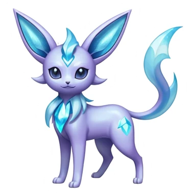 Shiny Cool Sparkly Cute Ethereal Espeon-Glaceon-Fakemon-hybrid-fusion- full body sticker