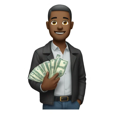a man holding money in his hand sticker