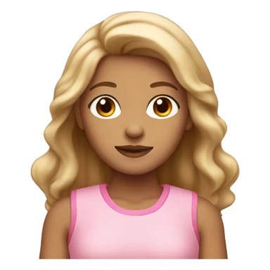 girl with ligth medium skin, brown eyes and hair wearing a pink clothes  sticker