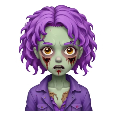 Quero uma imagem de uma garota zumbi com cabelo cacheado roxo sticker