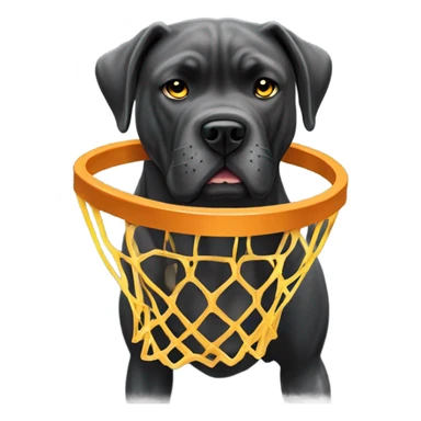  A black Cane Corso dunking a basketball wearing a gray and gold cape. sticker