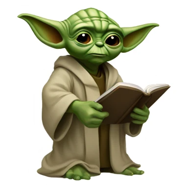 Master Yoda with a magnifying glass is looking in a book sticker