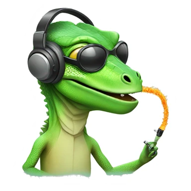 Lizard with headphones who smokes  sticker