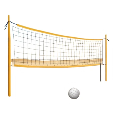 A close-up volleyball net with a ball hovering above it, set against the backdrop of a sandy volleyball court. The scene highlights the tension of an impending play, with the court lines clearly visible and a bright, sunny atmosphere surrounding the action. sticker