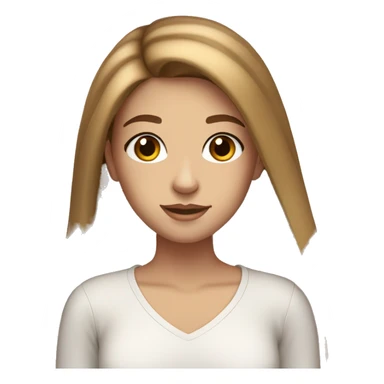 Beautiful teenage girl with long light brown straight hair, brown eyes with long eyelashes, and freckles sticker