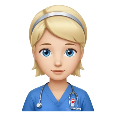 Nurse blue eyes short blond blue scrubs sticker