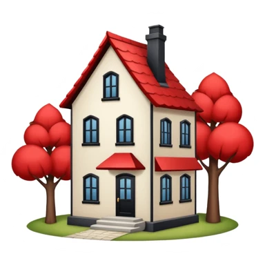 a house with Tall crooked building with red roof.

 sticker