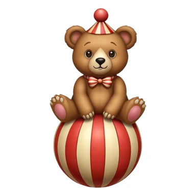 Vintage circus bear on striped ball sticker