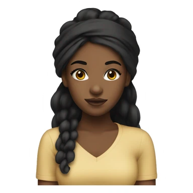 Black girl with long black hair, with a white headband and eyeliner and brown lip liner sticker