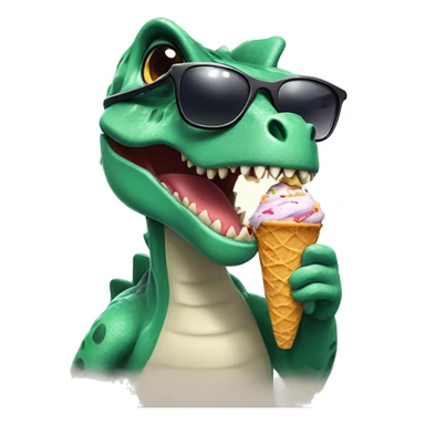 Dino eating icecream with sunglasses sticker