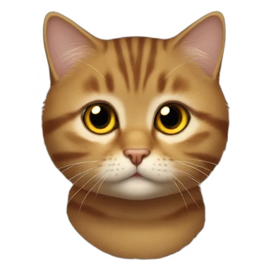 american short hair cat- tabby- a little bit fat- brown yellow eyes- the distances between eyes is a little bit far- dark orange hair- fluffy- looks cute sticker