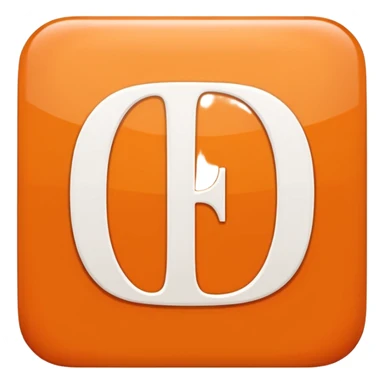 make me an emoji of a orange square with a white E in the center large E must have times new roman font sticker