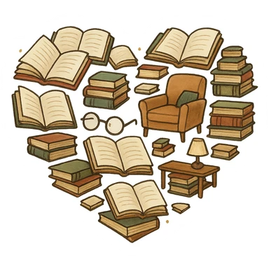 heart with a reading and books theme sticker