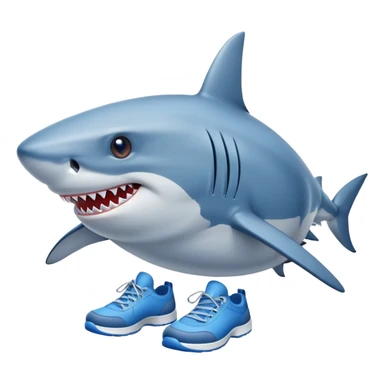 Shark with three legs wearing blue shoes  sticker