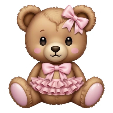 teddy bear with light pink bow and ruffes sticker