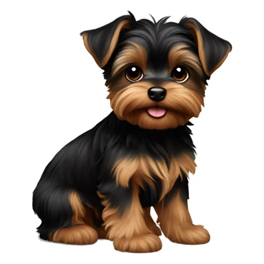 small black and brown yorkie puppy sticker