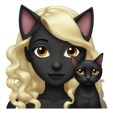 black cat with lightly curled girl sticker