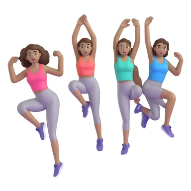 three women friends exercising together, one black woman with brown hair, two white women with brown hair sticker