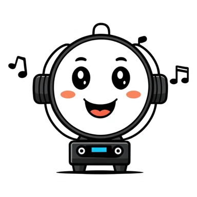 adorable speaker character playing music with happy expression sticker