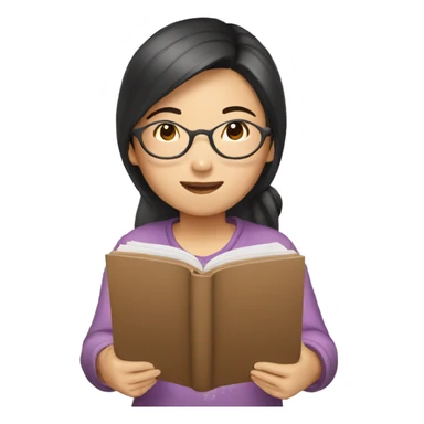 asian Girl reading sticker