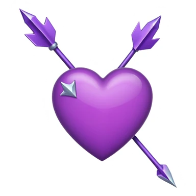 purple heart pierced by an arrow, iPhone emoji style, different angle sticker
