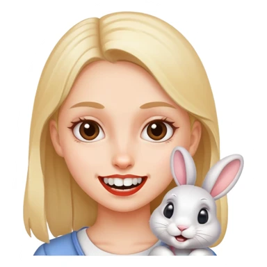 Girl with rabbit teeth sticker