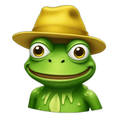 pepe the frog wearing a pointy yellow hat sticker