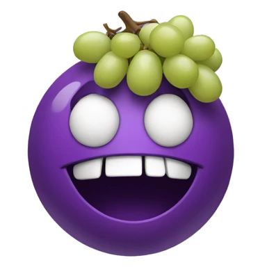 a purple ball with a mouth eating some grapes sticker
