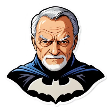 Old man wearing Batman cowl  sticker