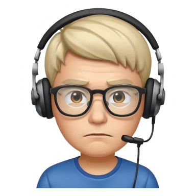 FROWN EXPRESSION WITH GLASSES GAMER WITH HEADSET sticker