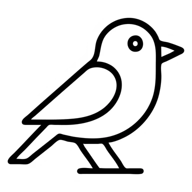 bird icon, simple and clean, minimal details, black outline, no fill sticker
