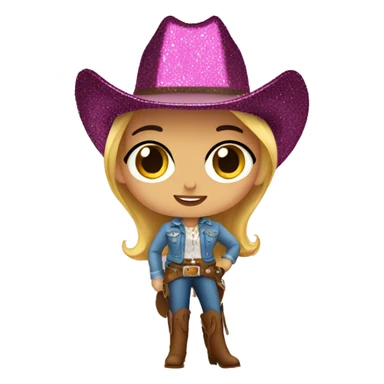 Glitter cowgirl sticker